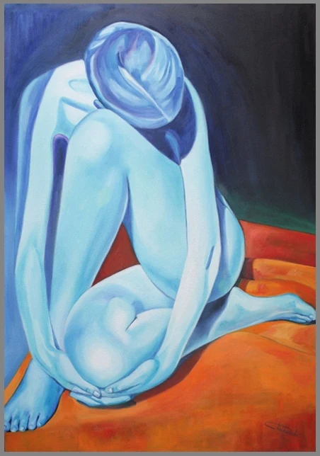 Nude girl on dark background